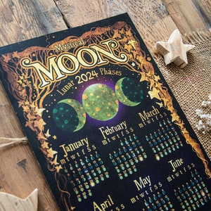 2024 Lunar Calendar Magnet, Moth Fridge Magnet, Witchy Calendar Magnet, Moon  Phase Calendar, Zodiac Calendar - Etsy