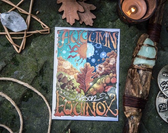 Autumn Equinox, Sabbat, Fire Festival, Wheel of the Year Post Card