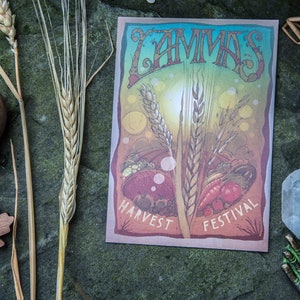 Lammas, Lugnasad Sabbat Wiel van het Jaar Fire Festival Briefkaart