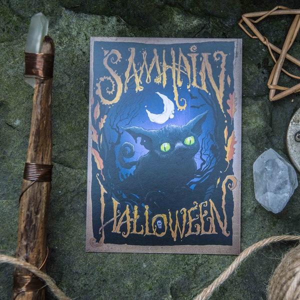 Samhain, Halloween, Black Cat, Witches Cat