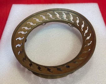 Antique Brass Hanging Hall Oil Lamp Collar Crown Ring Part #1