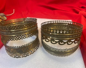 4 Antique Brass Hanging Oil Lamp Rings