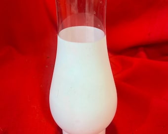 Vintage White Frosted 3/4 Oil Lamp Chimney 2 1/2" Fitter