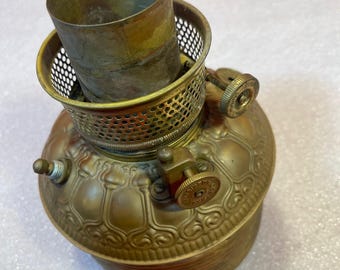 Antique Brass Oil Lamp Font Ornate Converted to Electric F18