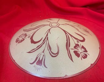 Vintage Flush Mount Ceiling Lamp Shade 3 Hole Mount Floral Design