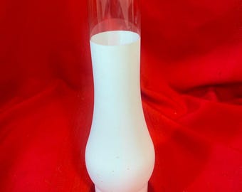 Vintage White Frosted 3/4 Oil Lamp Chimney 2 3/4" Fitter