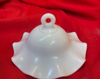 Antique White Milk Glass Hanging Oil Lamp Smoke Bell