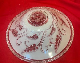 Vintage 1930's Flush Mount Ceiling Lamp Shade 3 Hole Mount Embossed Floral
