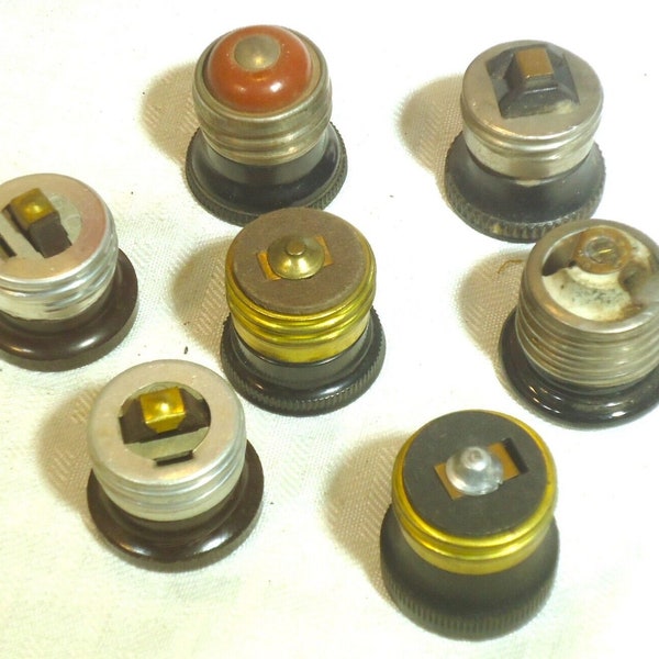 7 Vintage Bakelite Porcelain Light Socket Adapters 2 Prong Hubbell GE Co Carling