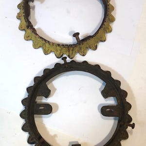 2 Antique Cast Iron Chandelier Hanging Lamp Crown Shade Rings Heavy Duty Parts