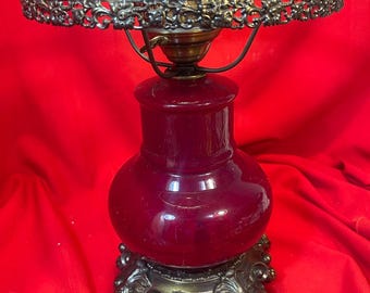 Lampa stołowa z czerwonego szkła w stylu vintage, 3-drożna, nocna