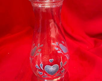 Vintage Painted Heart Oil Lamp Shade Chimney 2 7/8" Fitter
