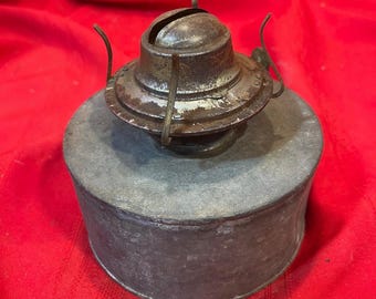 Antique Tin Oil Lamp Tank Font & Eagle Burner