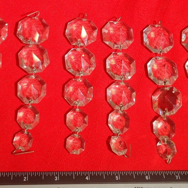 6 Antique Crystal Graduated Chandelier Prisms Suncatcher Repurpose Craft C41