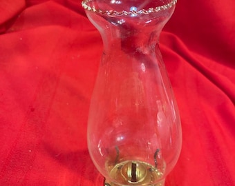 Antique Glass Beaded Lip Oil Lamp Chimney and Burner C22