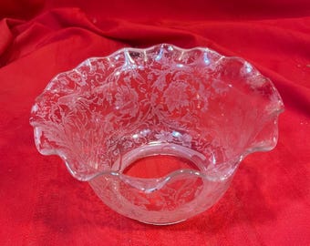 Antike Säure geätzt ausgebogter Rand Öl Lampenschirm 3 3/10,2 cm Fitter Sandwich Glas?