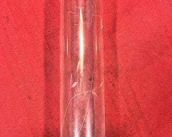Antique Acid Etched Floral Straight Tubular Oil Lamp Chimney