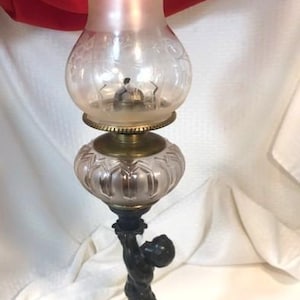Antique Vintage Cherub Banquet Table Oil Kerosene Lamp B&H Scovill