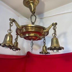 Vintage Brass 4 Socket Ceiling Hanging Pan Light