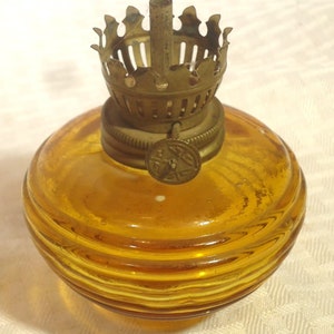 Small Vintage Bee Hive Oil Lamp Font & Burner Amber