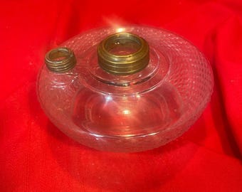 Antique Glass Font For Hanging Oil Lamp Diamond Pattern A.B.& C. Co. G4