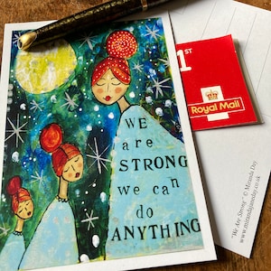 5 Cartes postales positives 'We are Strong' - pack carte postale - art positif - femmes fortes - femmes ensemble - mère et filles - tribu