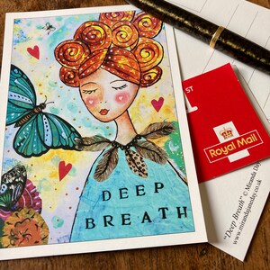 5 Cartes postales positives 'Deep Breath' - carte rassurante - carte réconfortante - carte à envoyer à un être cher - carte pour verrouillage - Carte Covid