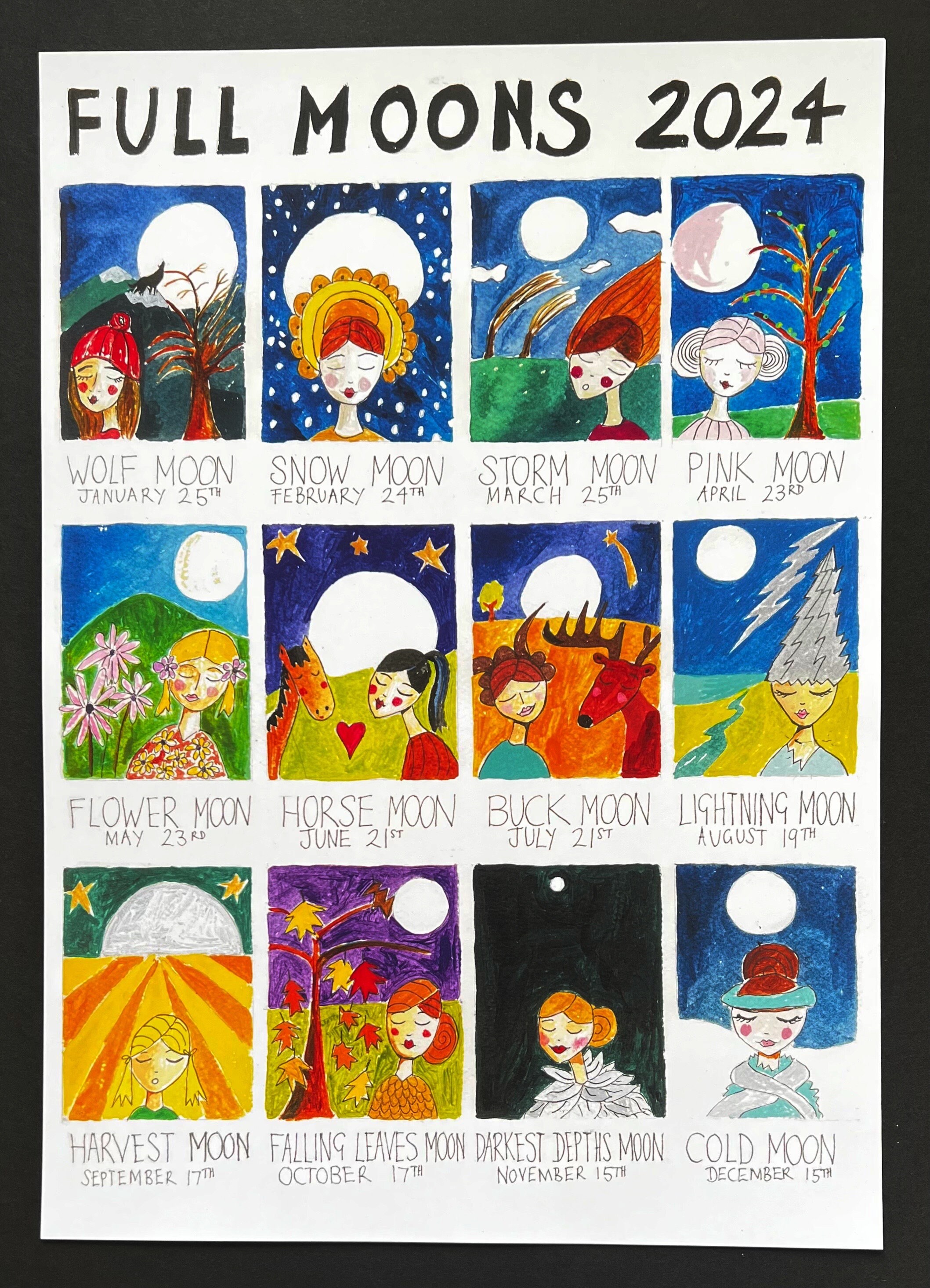 Full Moon Calendar 2025 Lunar Calendar Etsy