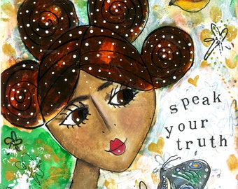 Art Print 'Speak Your Truth' por Miranda Day - impresión de arte - arte positivo - colgante de pared inspirador - arte divertido - arte alegre - edificante