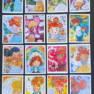 16 cartes postales positives de Miranda Day - lot de cartes postales - cartes joyeuses - cartes inspirantes - cartes à élever - art à inspirer - positivité