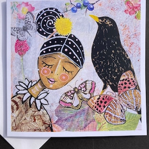 Juego de tarjetas de felicitación en blanco: paquete 'Blackbird' de 4 - tarjetas divertidas - tarjetas edificantes - arte alegre - tarjetas originales - tarjetas positivas
