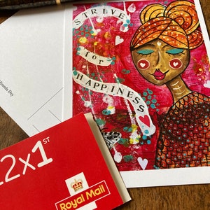 5 Cartes postales positives 'Strive for Happiness' - pack carte postale - art édifiant - carte joyeuse - carte positive - art amusant - carte heureuse - verrouillage