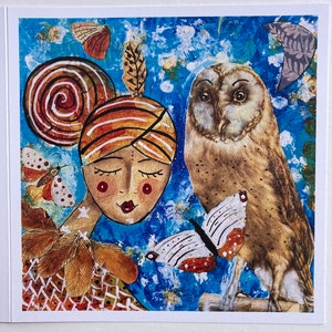 Set van 4 Wenskaarten - Uil - Blanco Kaart - Kunstkaart - Vogelkaart - Mooie Kunst - Inspirerend - Vreugdevol - Opbeurend - Kaartenset