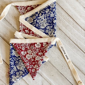 Red & Blue Liberty of London Emily Belle Collection Print Cotton Mini Bunting Banner Garland