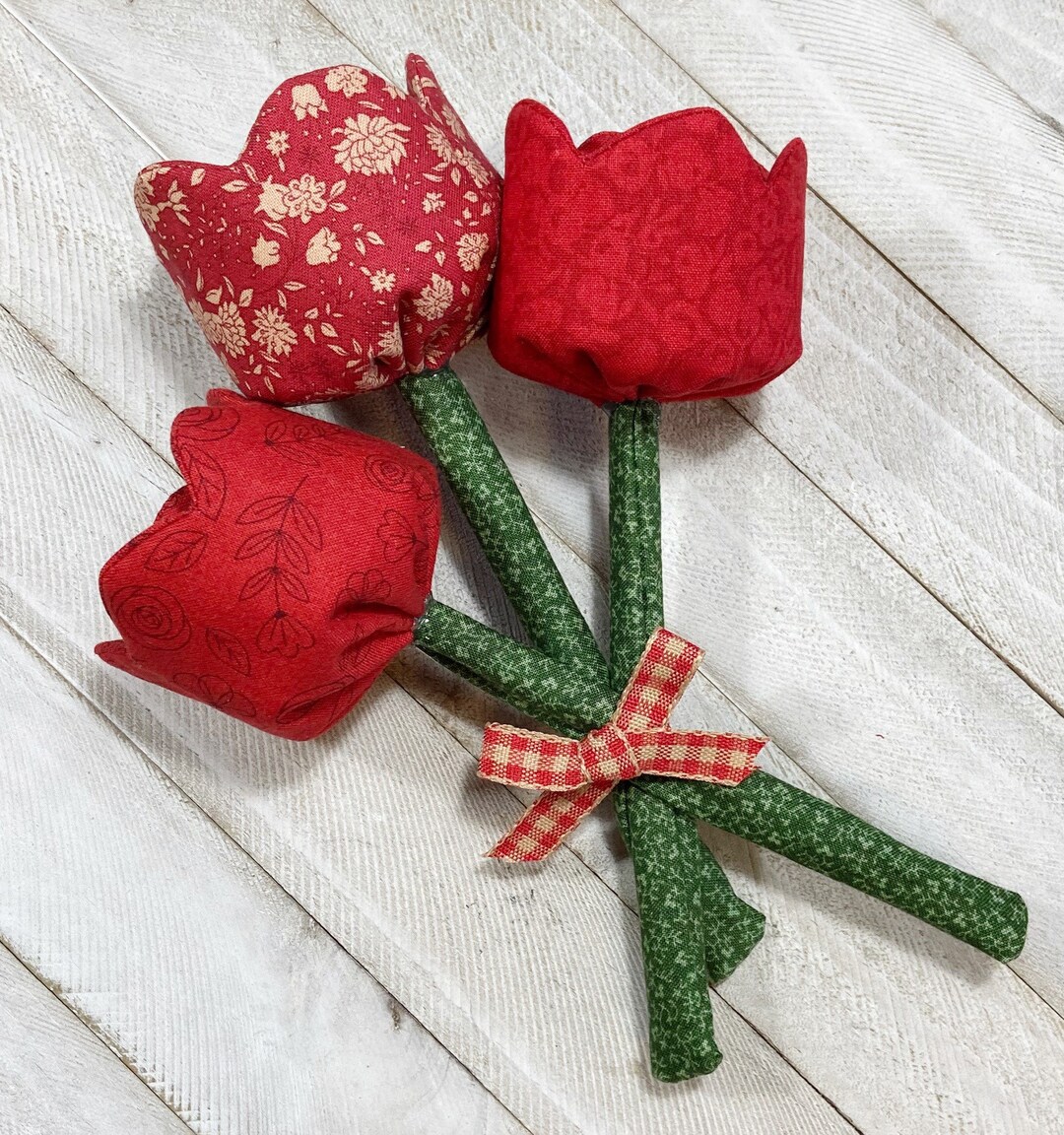 Red Fabric Tulips Sets of 3 Etsy