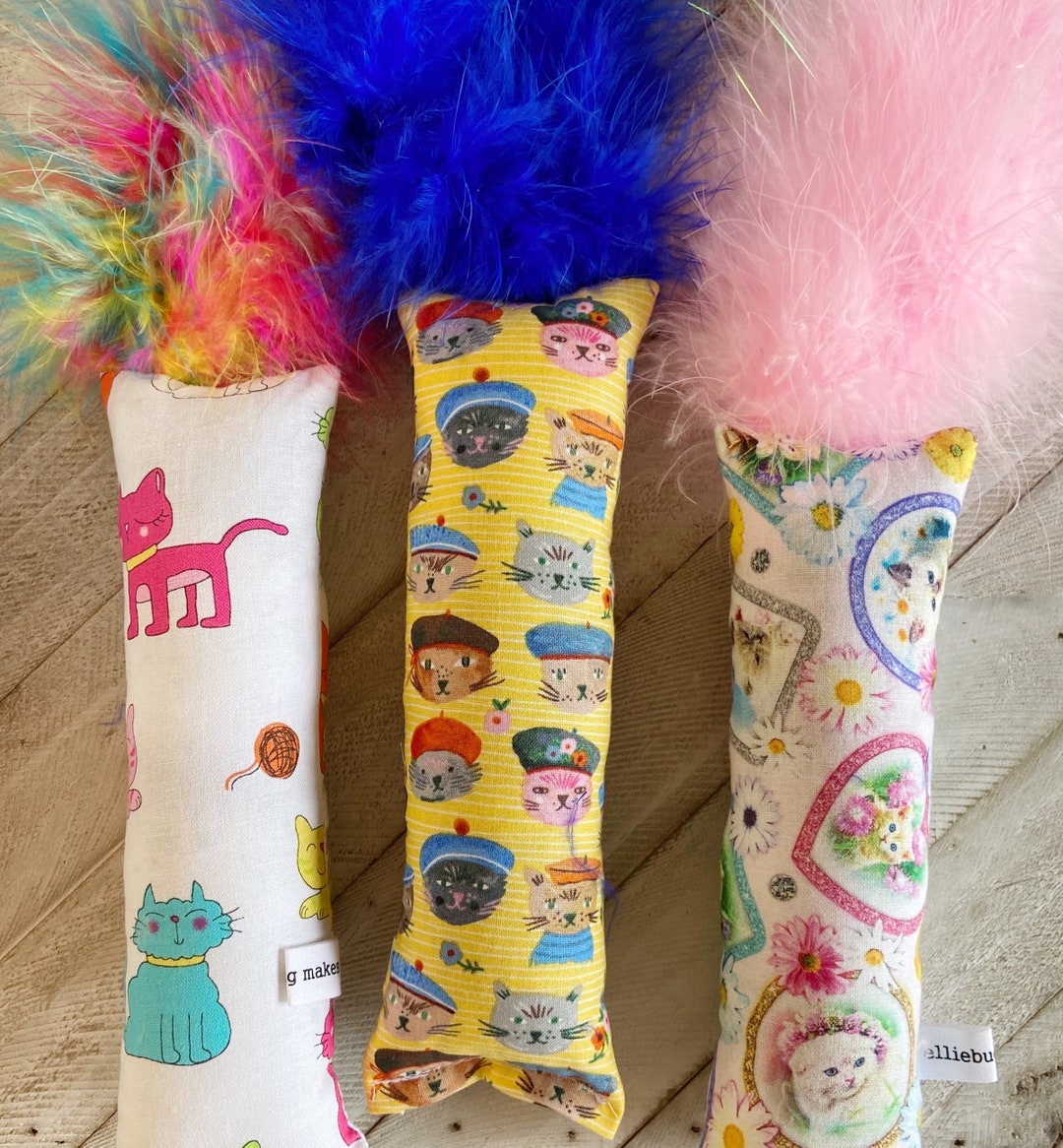 Kicker Catnip Toy With Feathers Choice of Color Etsy