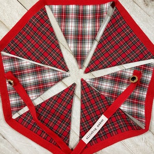Red Tartan Plaid Mini Bunting Garland