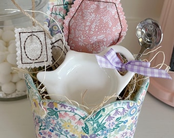 Shell Garden Liberty Print Scalloped Bitsy Bin Tee Geschenkset