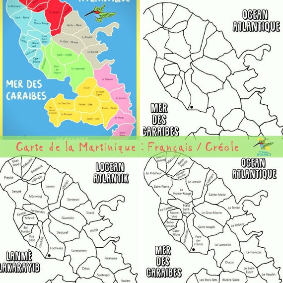 Carte Des Communes De La Martinique Français Créole Vierge