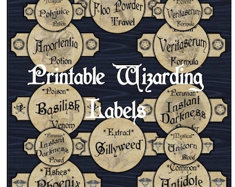 Etichette per pozioni magiche stampabili Un set di 10