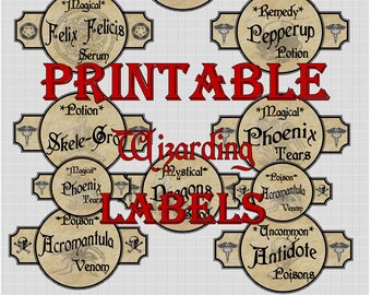 Etichette per pozioni magiche - Set B stampabile da 10