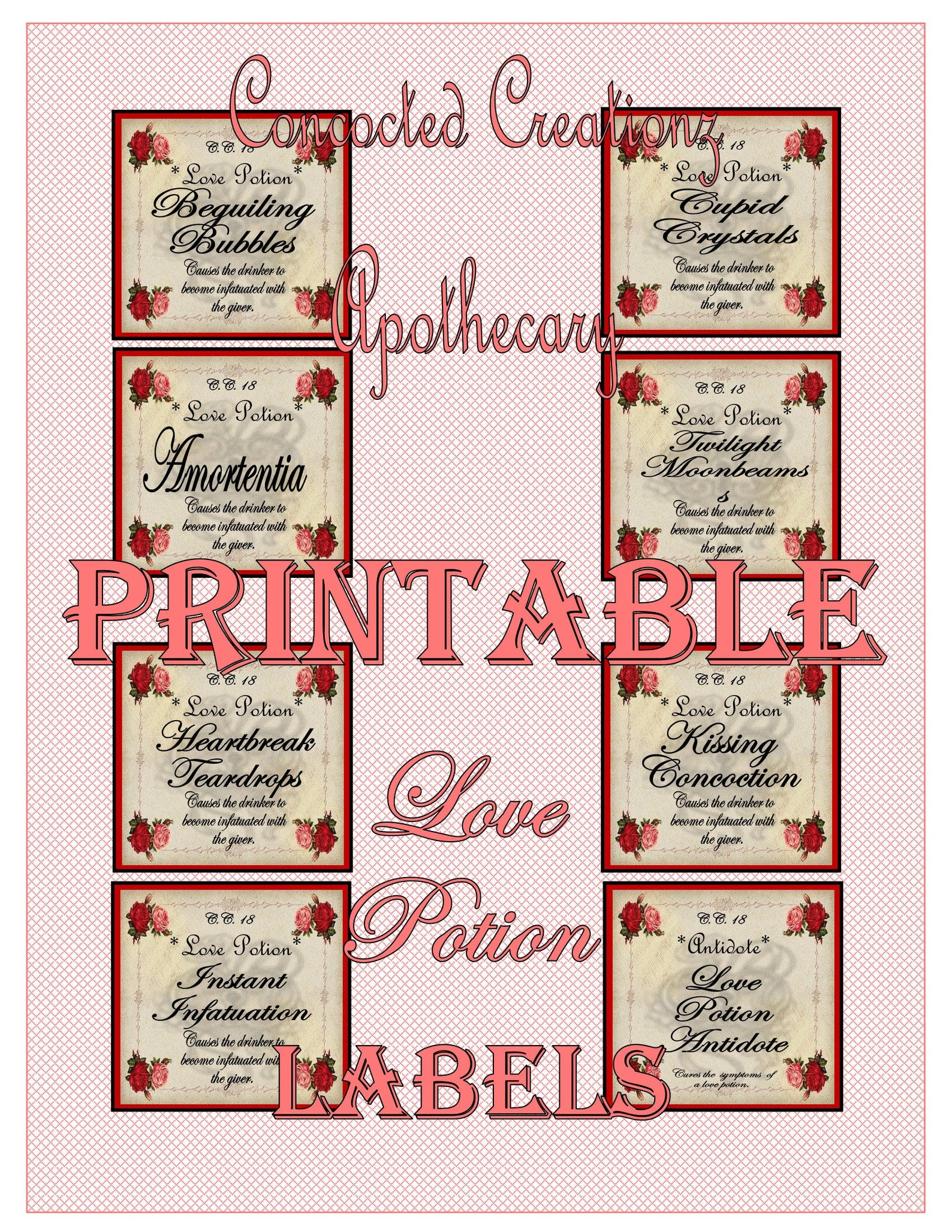 Printable Love Potion Labels 2 - Etsy