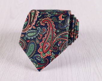 Groomsmen Tie, Wedding Necktie, Vintage Floral Tie, Paisley Necktie, Floral Print Neck Tie, Gift for Men, Man / Boy Tie./ NT-CO.40S