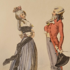 Marie Antoinette & Louis XVI - antique hand colored lithograph, Devarra