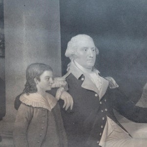 Washington et sa famille - gravure mezzotint, J Sartain d’après Edward Savage
