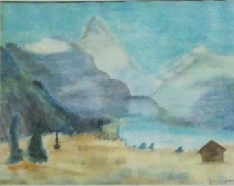 Mountain Lake Landscape - pastel, Burdie Grashorn