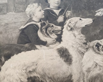 Queen Alexandra, Her Grandchildren and Dogs - photogravure, Frank Morgan