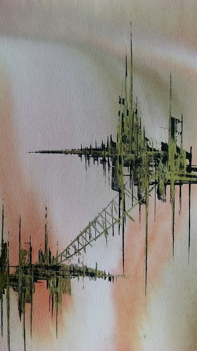 watercolor on paper Tom Briesemeister Suspended City 3