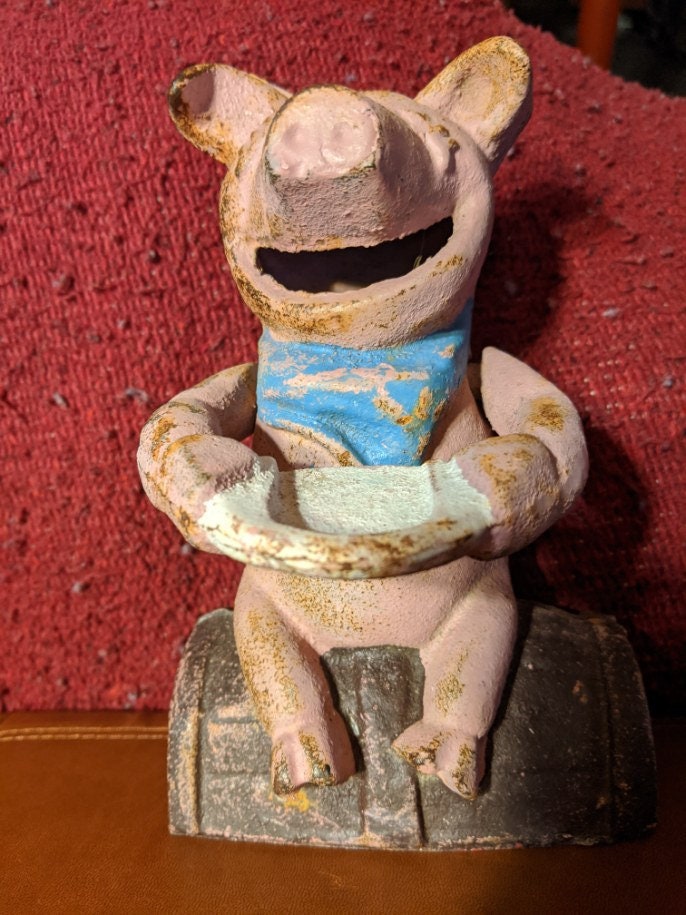 Gobblin&#39; Pig - cast iron mechanical bank for sale  
