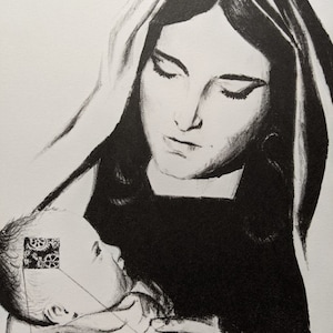 Mother & Child - signed, limited edition serigraph, Noel Horn(?)